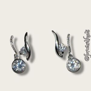 Bundle Sale 3 for $15 | Silver Tone Earrings with Crystal / Glass